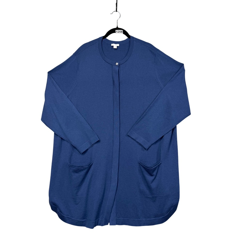J. Jill Cardigan Sweater Womens 3X Blue Wool Blend Longline